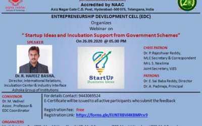 Webinar on Startup Ideas and Incubation Support from Government Schemes