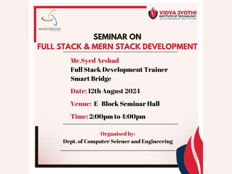 Seminar on “Full Stack Development Trainer Smart Bridge”